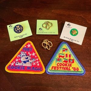 Vintage Girl Scout & Brownie Pins & Patches (c. 1980s) Set of 6 items